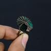 Tree Of Life Lab-Created Emerald Gemstone Copper Wire Wrapped Handmade Jewelry Ring For Woman