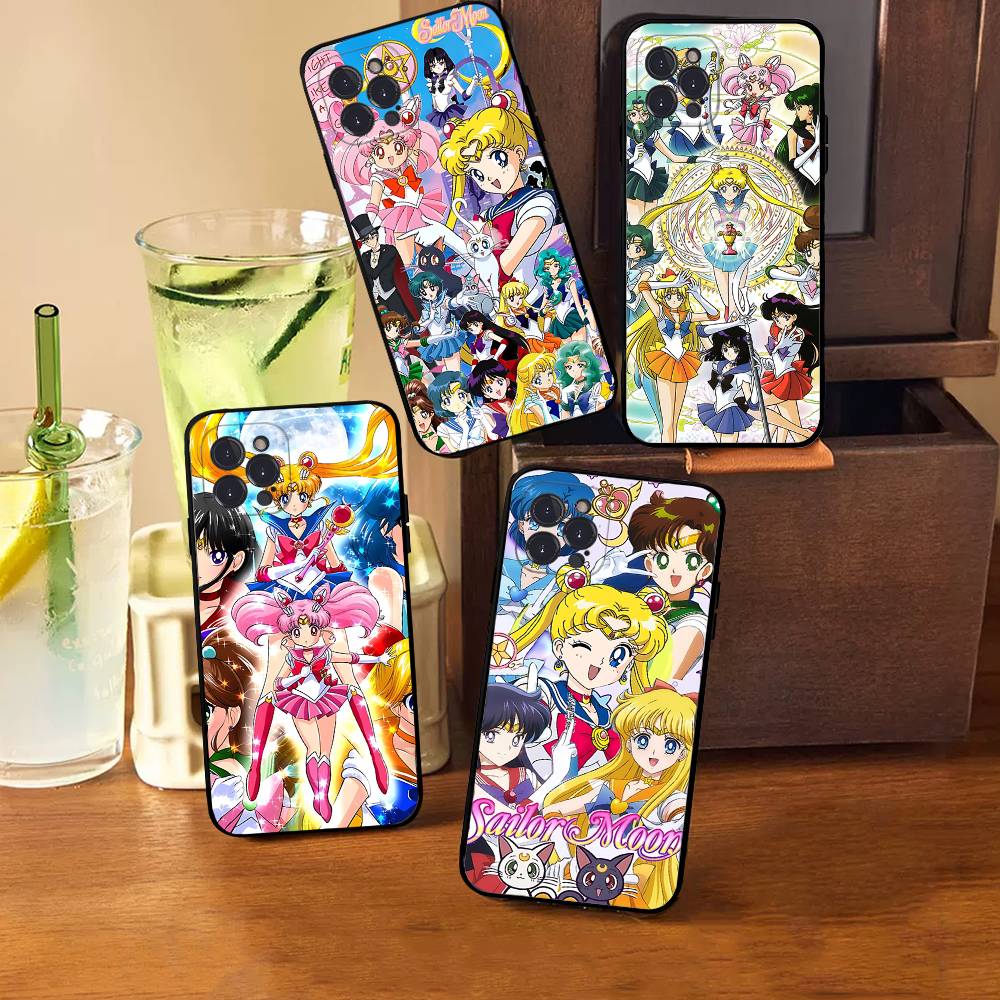 Чехол для телефона Аниме Девочка-морячка S-Sailormoons Луна Для IPhone 17 Air 16 15 14 Plus 13 12 Mini 11 Pro Max Черный