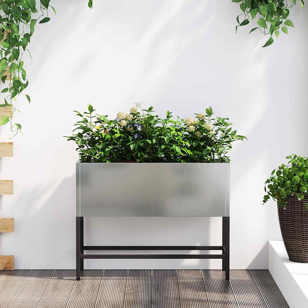 Raised Garden Bed Planter Silver 60 x 26 x 45 cm Galvanized Steel