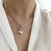 Women's Initial Buckle Heart Pendant Chain Necklace