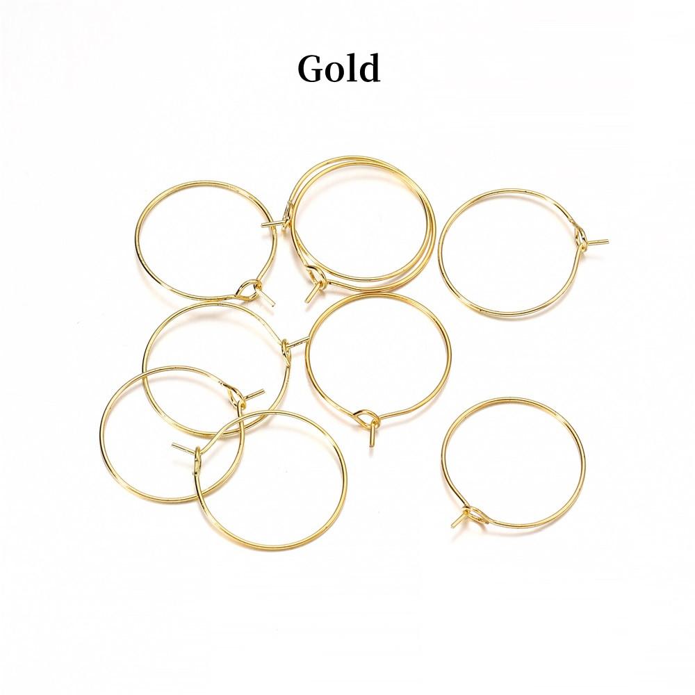 20-50pcs/lot 20 25 30 35 Mm Silver/Gold Hoops Earrings Big Circle Ear Wire Hoops Earrings Wires For DIY Jewelry Making Supplies