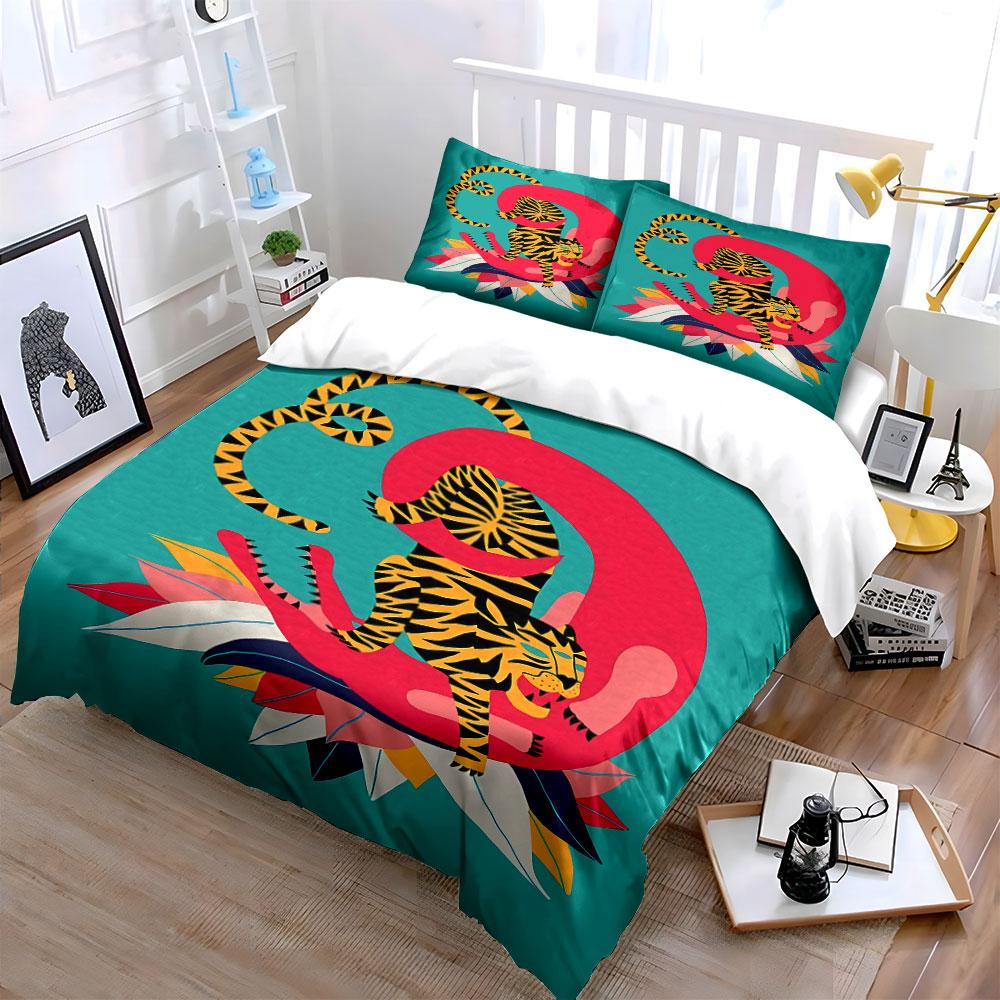 Tiger with abstract shapes. Bedding sets Duvet cover sets Duvet covers Pillowcases(1 * Duvet Cover 2 * Pillowcases without duvet insert)