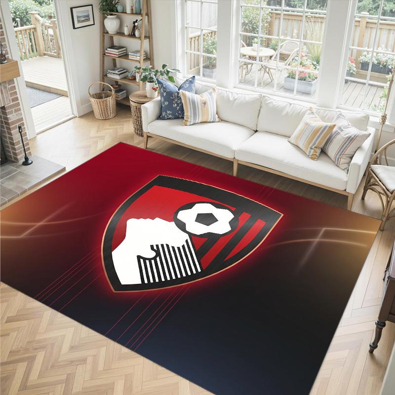 Bournemouth Football Design Crystal Velvet Carpet Cozy Non?Slip Printed Rug For Bedroom Living Room Entrance
