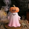 Хэллоуин Статуя Тыква Привидение Форма Фигурка Розовая Смола Статуя Ручная Хэллоуин Настольное Украшение