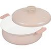 24cm Tabletop Pot for Induction and Gas Lightweight Ceramic RB-3654, 3-4 People, Pink, Compatible, Double-Handled Pot,