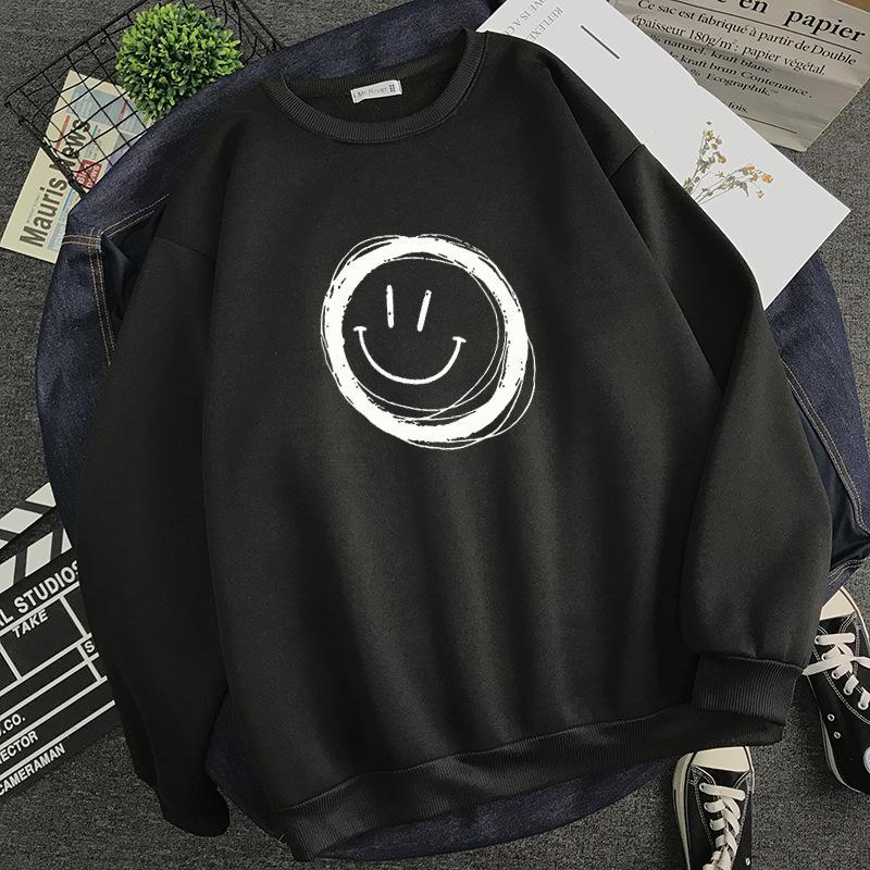 2024 Молодежный трендовый белый бархатный свитшот с круглым вырезом - Теплый осенне-зимний топ