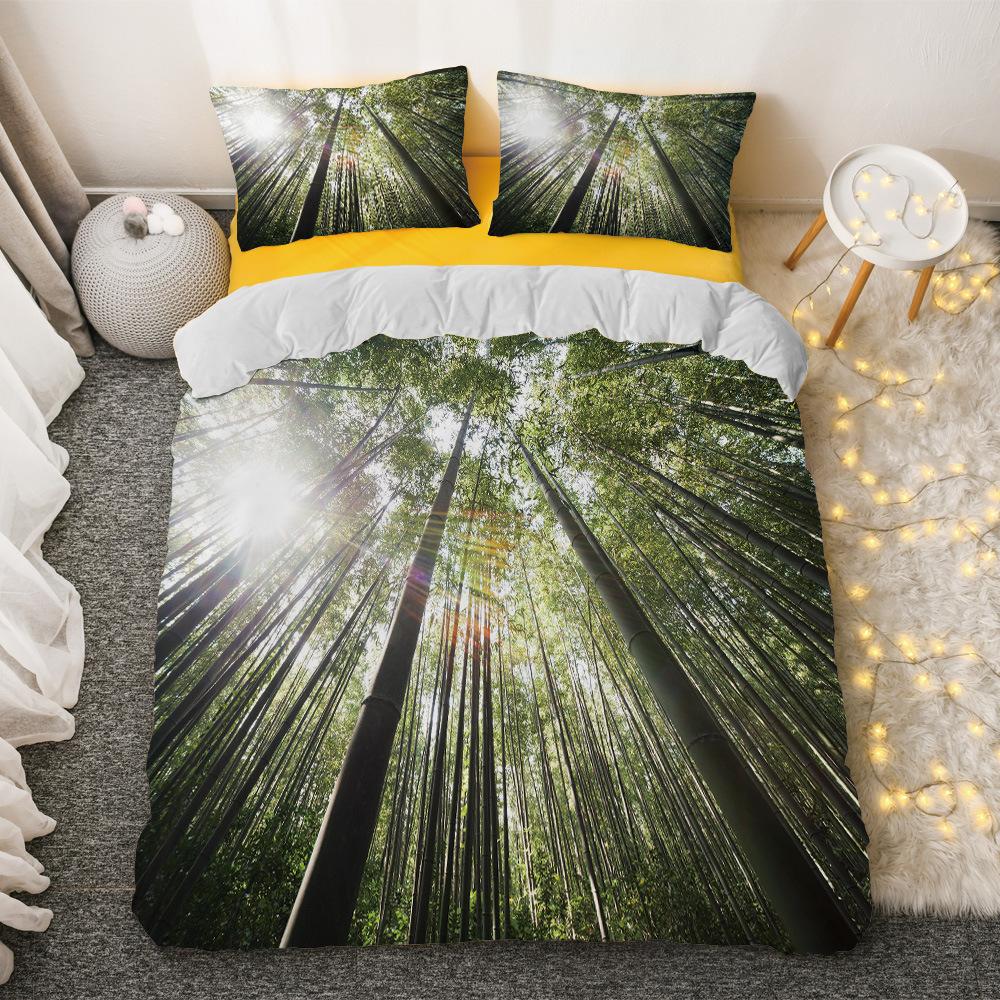 Комплект постельного белья из бамбука Green Nature Plant King Size, полиэстеровое одеяло с наволочкой для детей, мальчиков и девочек