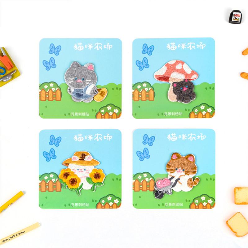 Наклейка из ткани Sanai Кот Маленькая нашивка Наклейка Одежда Брюки Сумка Самоклеящаяся Бесшовная Заплатка для ремонта дыр Декаль