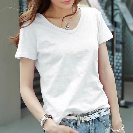 Женская футболка с V-образным вырезом, с коротким рукавом, свободного кроя, однотонная, мягкая
