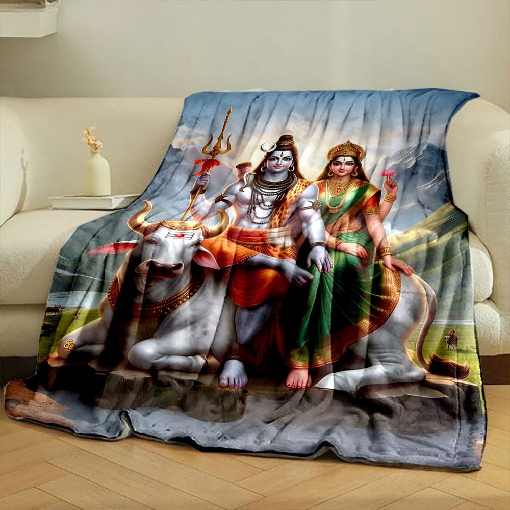 Lord Shiva Parvati Nandi Printed Blanket bedroom Blanket for Livingroom Couch lunch break Soft throw for Friend's festival Gift