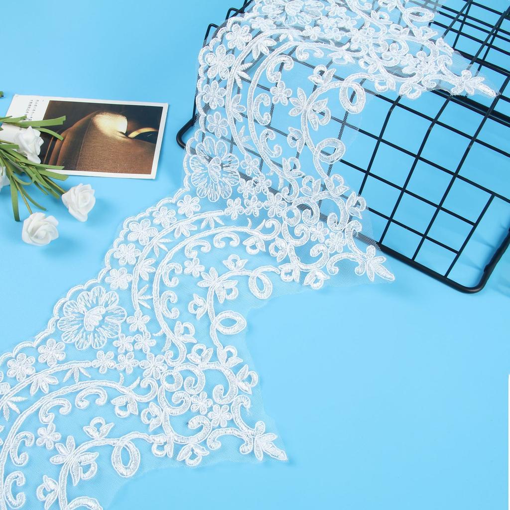Car Bone Embroidery Lace Width 20Cm Bridal Wedding Dress Mesh Veil Wrist Jewelry Clothing Accessories Materials