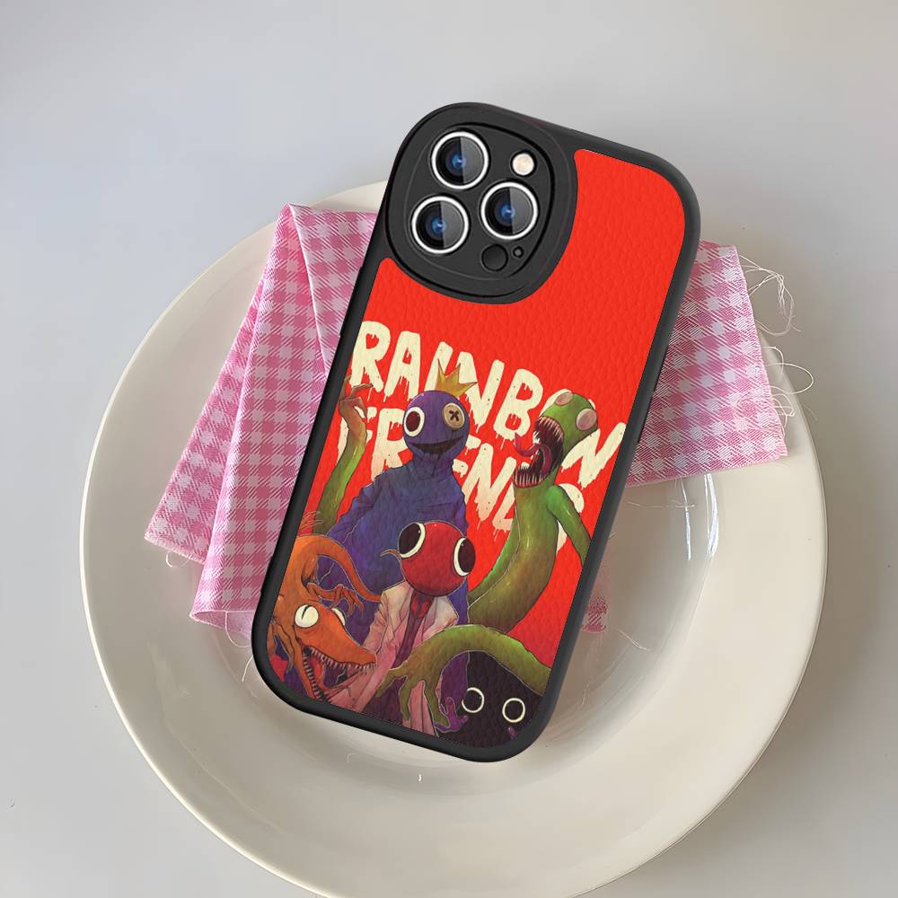 Мультяшный R-Rainbow Friends Для IPhone 16 15 14 13 12 11 Pro Max Plus Кожаный Чехол для Телефона