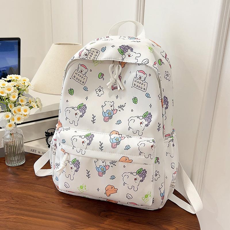 Small Fresh and Versatile Cute Girl Schoolbag Lightweight Cartoon Doodle Large Capacity Backpack for Primary and Secondary School Students