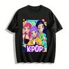 Футболка с принтом K-pop женской группы, повседневная, свободная, с круглым вырезом, летний топ, модная одежда для девушек-подростков, футболка из чистого хлопка