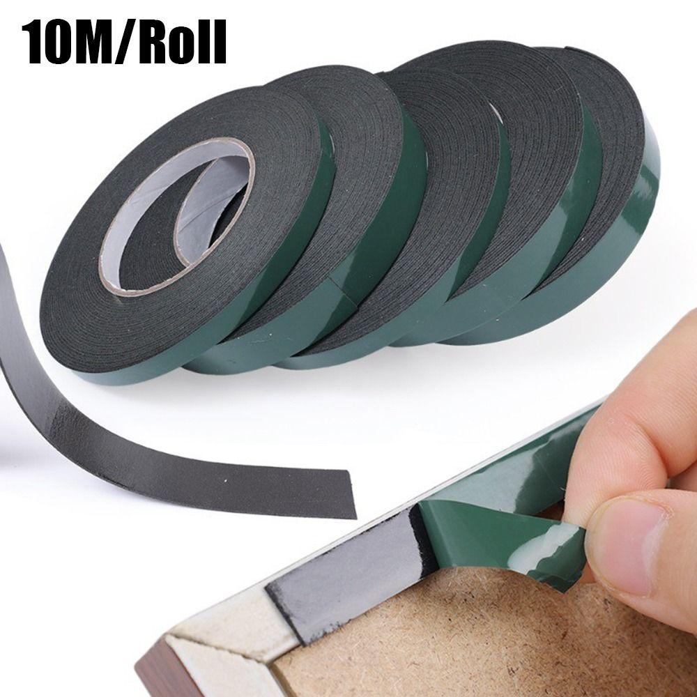10M/Roll Green Film Black Double Sided Tape Sponge Strip Multifunctional PE Foam Tape 10/20mm Width Strong Self Adhesive