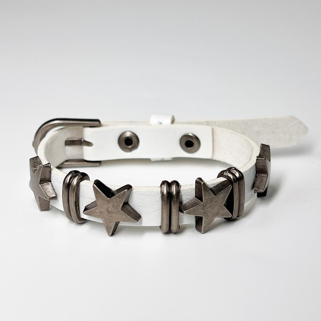 Korean Punk Rock Dark Star Leather Bracelet Women Y2K Sweet Cool Couple Jewelry