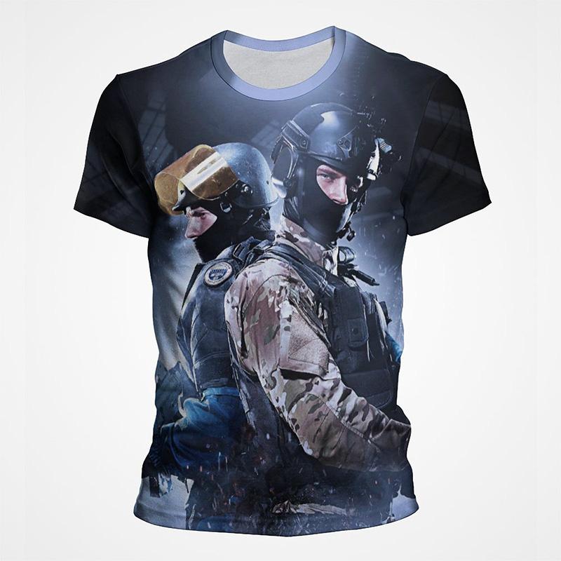 Игровая футболка с 3D-принтом в стиле CS GO, мужская, летняя, с коротким рукавом, с круглым вырезом, модная, уличная мода Харадзюку