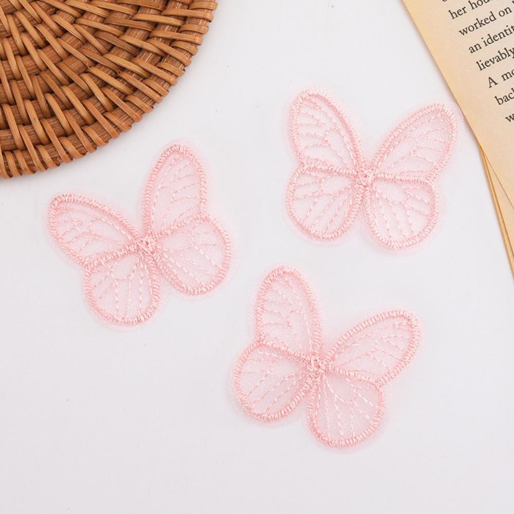 100pcs 4.5CM Chiffon Butterfly 3D Simulation Mesh Butterfly Patch Hair Clip Accessories