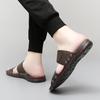 Men Slide Slippers Wide Head Outdoor Summer Brown Casual Sandals for Father Open Toe Black Beach Shoes Plus Size
