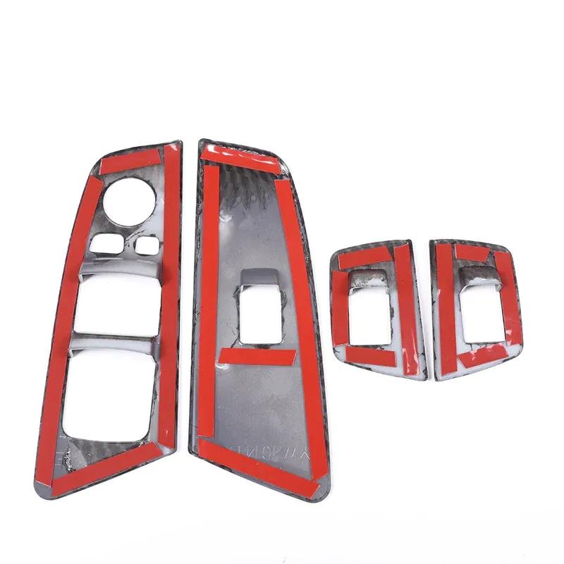 FIT FOR BMW 5 Series G30 G38 2018-22 ABS Carbon LHD Car Window Switch Lift Button Frame Cover Trim Chromium Electroplating 4PCS