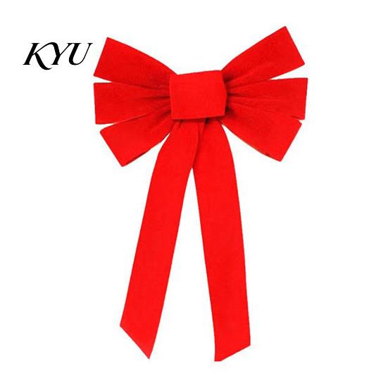 Large Christmas Wreath Decor Flocked Bow Decoration, Velvet Red Ribbon for Holiday Tree Soft Decorations Topper Gift Box Packaging And Embellishment,