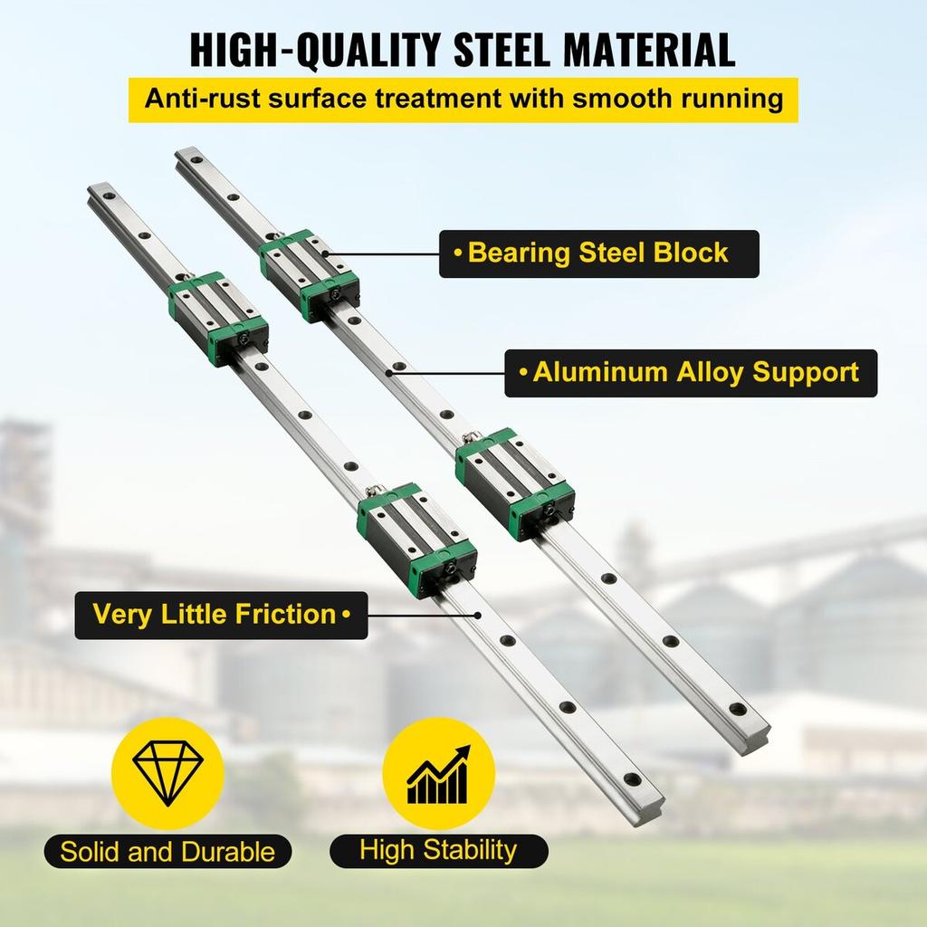 2PCS Linear Rail 0.78-66 Inch, Linear Bearings and Rails with 4PCS HSR20 Bearing Block, Linear Motion Slide Rails plus for DIY CNC Routers Lathes