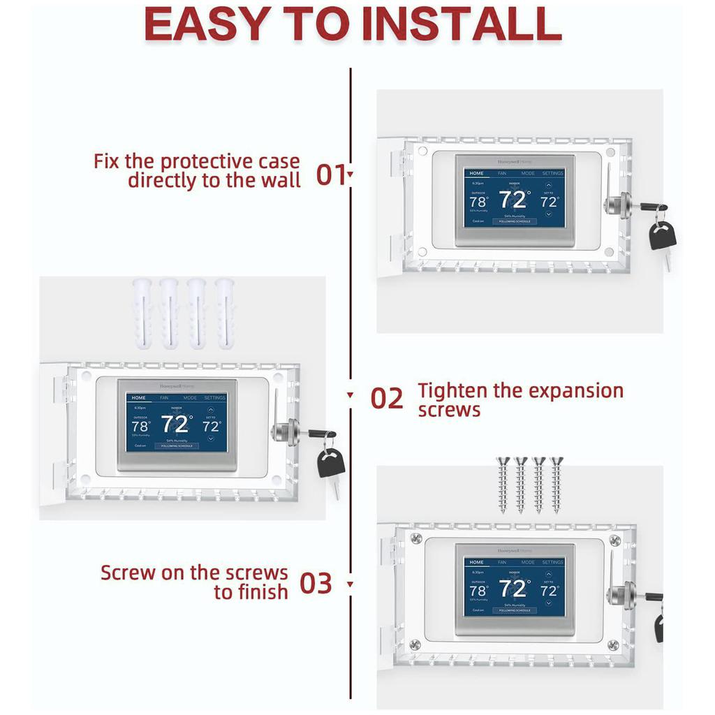 Thermostat Lock Box with Key,Clear Large Thermostat Guard for Thermostat On Wall,Thermostat Guard,Thermostat Cover