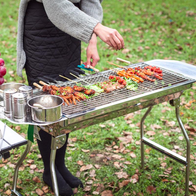 Tri-polar Outdoor Portable Folding Stainless Steel BBQ Grill