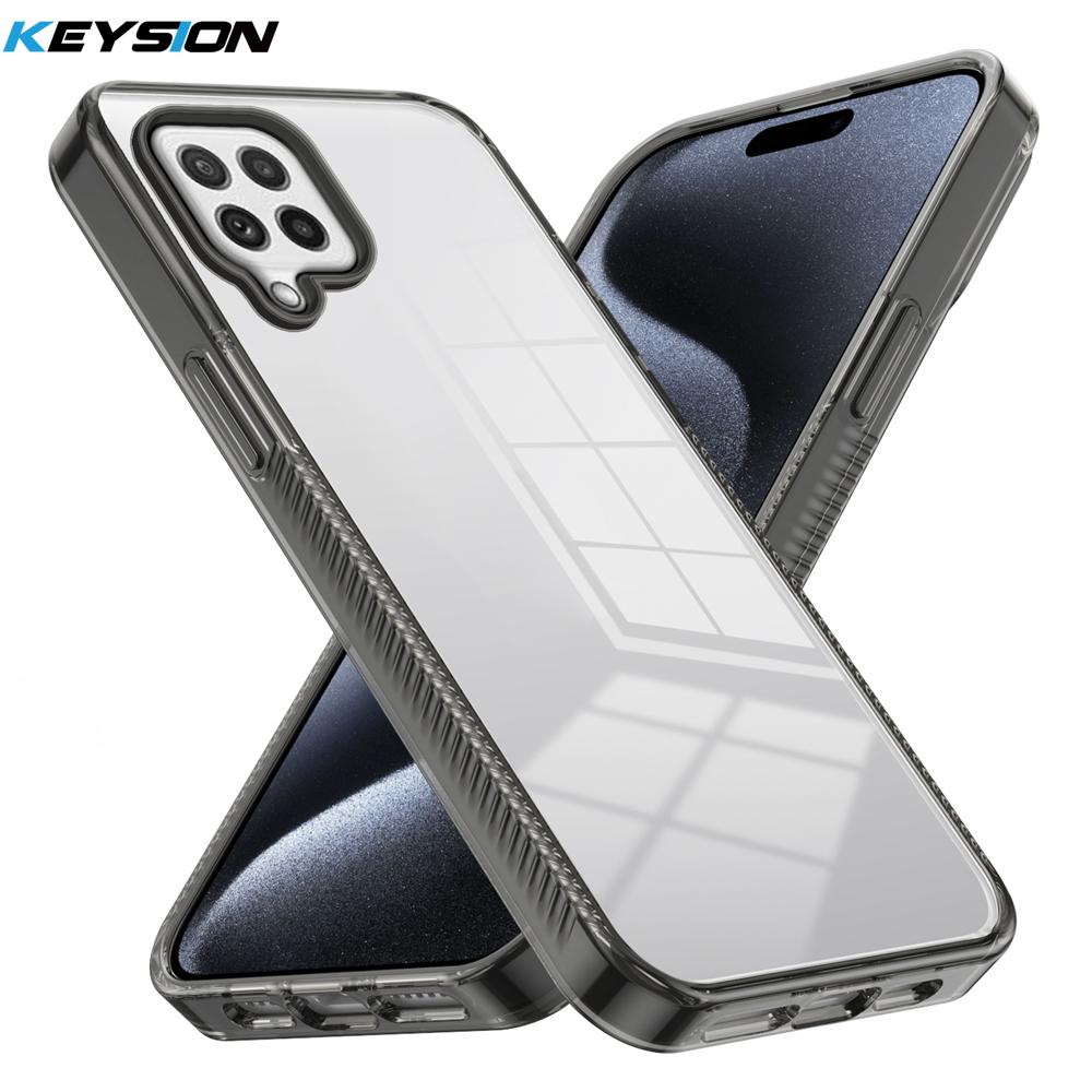 KEYSION Прозрачный чехол для телефона для Samsung A22 4G A22 S 5G A12 ТПУ+ПК Противоскользящий Прозрачный Ударопрочный Чехол для телефона для Galaxy M12 M32