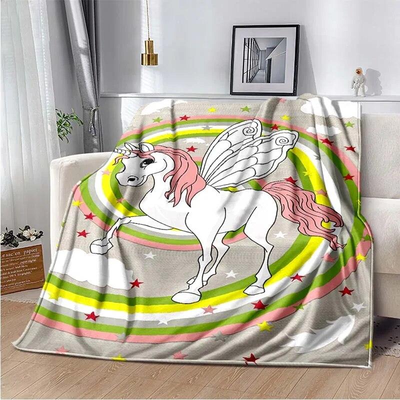 Милое розовое одеяло с единорогом, одеяло для дивана, украшение для спальни, гостиной, одеяло для кровати, одеяло для пикника, одеяло