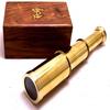 Captains15.24 Cm Brass Handheld Mini Telescope with Wooden Box Nautical Collectibles