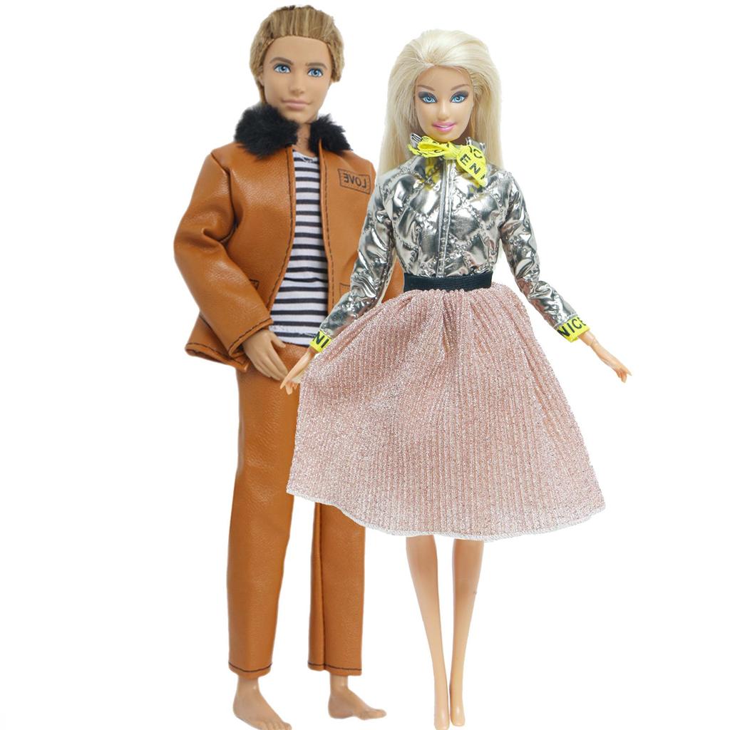 2x Одежда для куклы ручной работы Кожаное пальто Модная Зимняя Повседневная одежда для 30-сантиметровой куклы для куклы Кена Аксессуары Кукольный домик Детская игрушка(НЕТ КУКЛЫ)