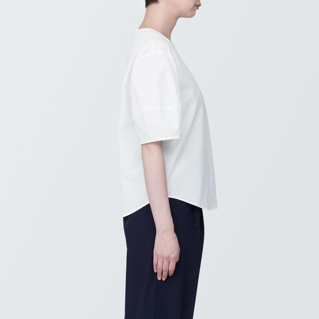 MUJI Short Sleeve Blouse Cool Broad Short Sleeve Blouse Ladies BC2JOA4S White S Women's