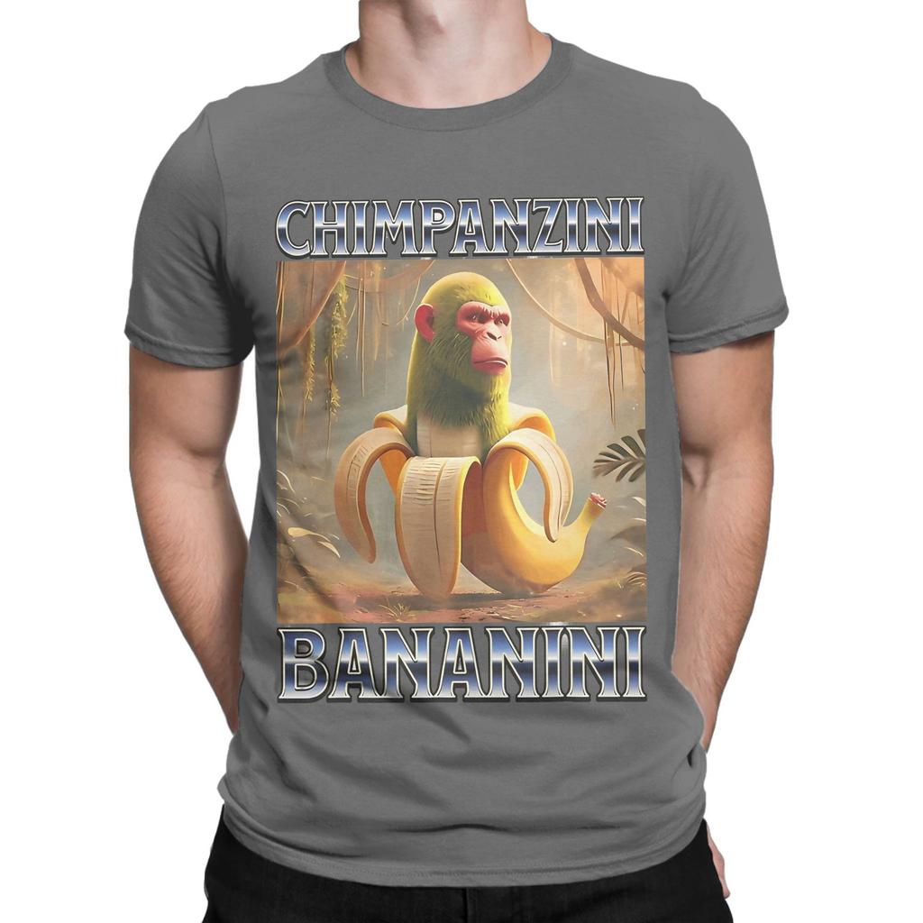 Men Women Printed Chimpanzini Bananini Funny Italian Brainrot Meme T Shirt Tee Pure Cotton  T-shirts Clothes
