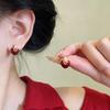 Elegant Red Heart Drip Glaze Earrings: Retro French Style for Women
