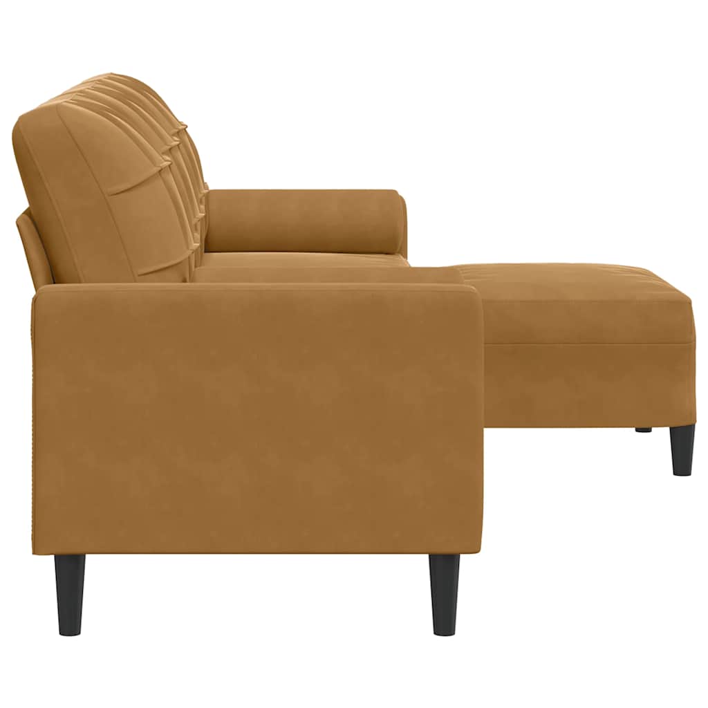 3 Seater Sofa with Ottoman Brown 210 cm Velvet