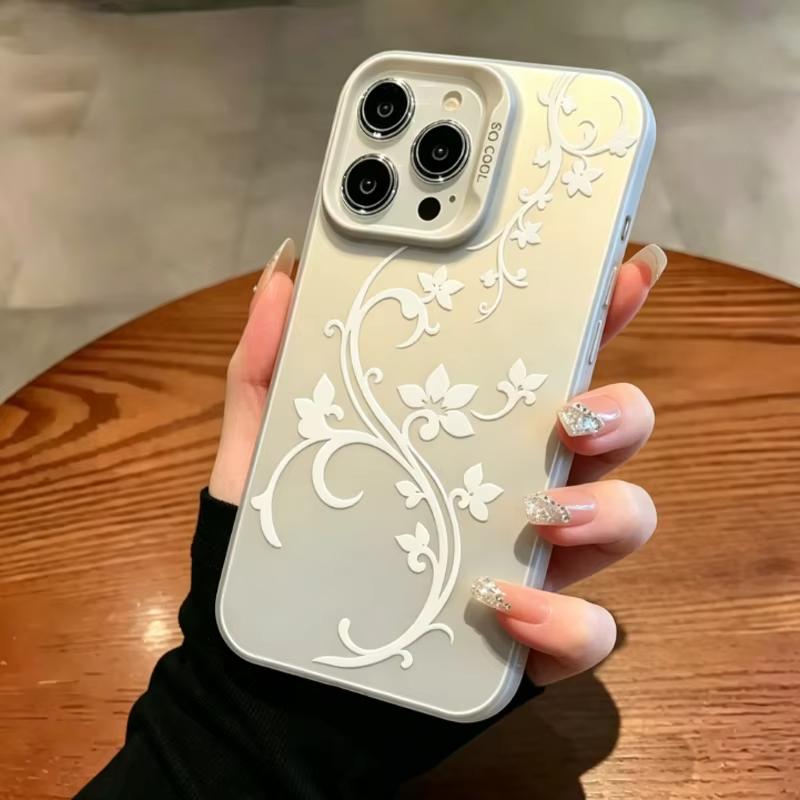 Минималистичный Элегантный Чехол для Телефона с Цветочной Лозой для iPhone 17 11 12 13 Pro Max 15 16 17 Plus 16E 17 Air X XR Ударопрочная Задняя Крышка