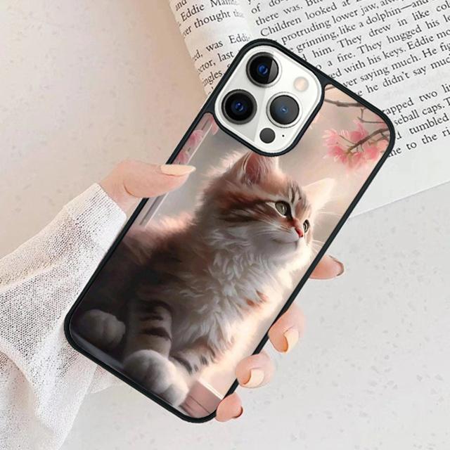 Милый Чехол-Животное Кошка Для iPhone 17 Air 15 16 Чехол 11 13 14 Pro Max 12 Plus Max Fundas