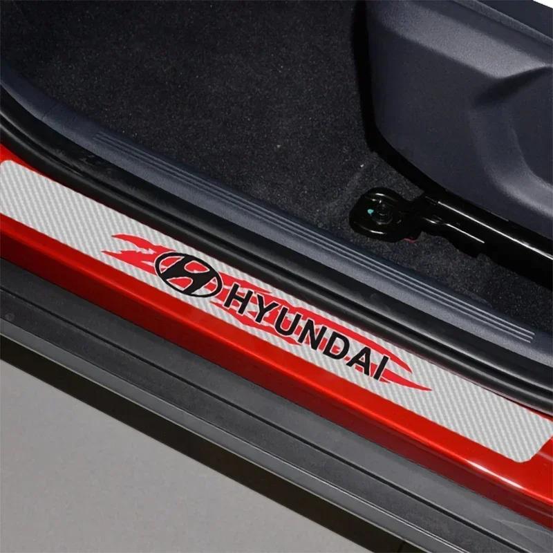 Car Decoration Front Rear Door Threshold Stickers for Hyundai Santa Tiburon IX35 Verna Accent Tucson Kona Elantra Sonata Azera E5