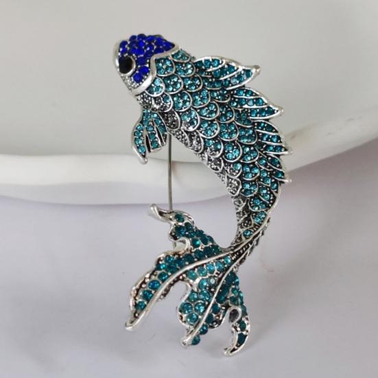 Женская брошь в форме рыбы со стразами, декоративная, противоскользящая, износостойкая, для пальто, воротника, шапки, шарфа