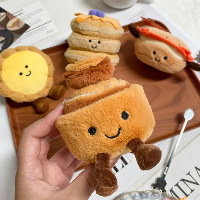 1pc Trendy Simulated Food Series Plush Pendant Creative Afternoon Tea Doll Egg Tart Pancake Doll Gift Bag Charm