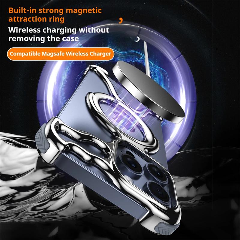 Роскошный чехол из жидкого металла с магнитным покрытием специальной формы для iPhone 16 15 14 13 Pro Max Magsafe Rimless Heat Disipation Phone Cover
