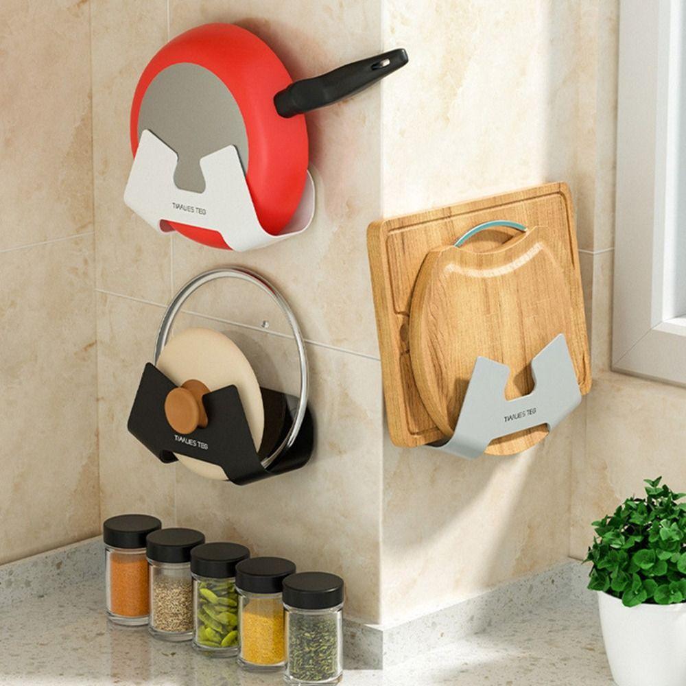 Multifunction Pot Lid Holder PP Pan Cover Stand Proble Wall Cutting Board Rack Household