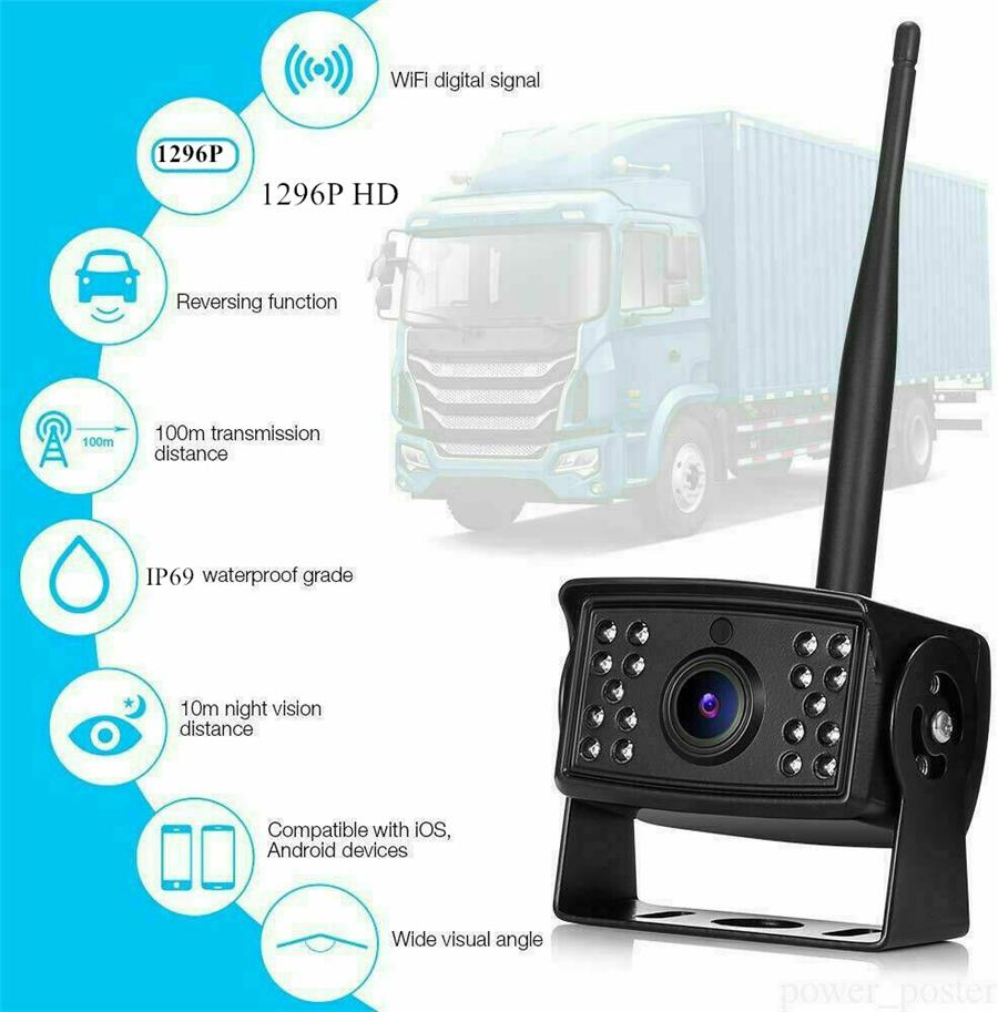 1296 HD Wireless Car Truck Van Trailer Bus Backup Camera WiFi IR For iOS Android