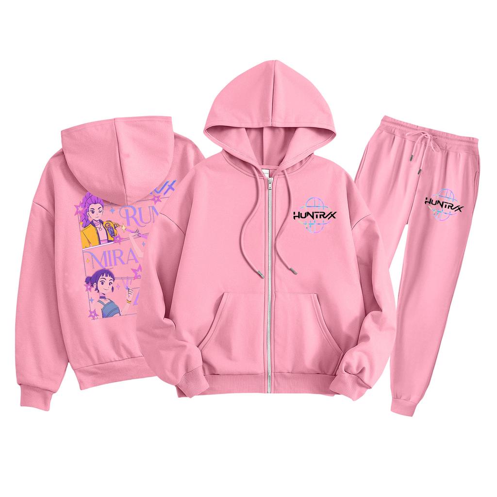 Детская мода Толстовка с длинным рукавом, на молнии, с капюшоном, спортивные штаны с принтом, комплект толстовки с карманами