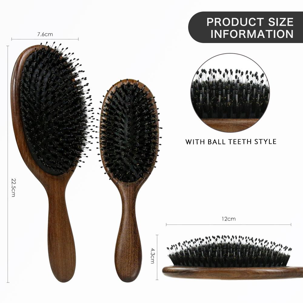 Hot Sale Popular High Quality Metal Pins Nylon Teeth Boar Bristle Sandal Wood Brushes Big Small Size
