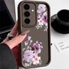 Мягкий чехол для телефона из ТПУ с фиолетовым цветочным принтом для Samsung S25 Plus S24 FE S23 Ultra S22 A16 A15 A55 A56 A36 A35 A06 A05 A34, матовый противоударный чехол-бампер