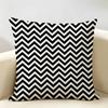 New Black White Geometric Design Cushion Cover Natural Linen Organic Fabric Printing Breathable Perfect For Home Decor