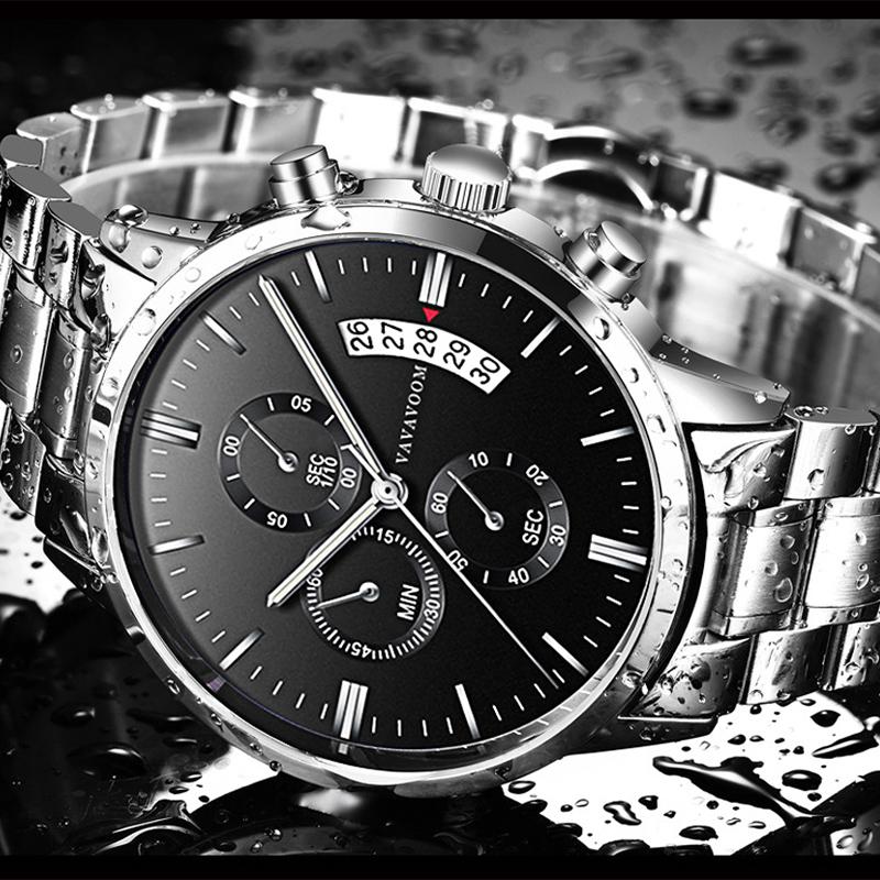 VA VA VOOM Мужские часы из нержавеющей стали, роскошные лучшие брендовые модные повседневные деловые кварцевые наручные часы Relogio Masculino, часы с деловым календарем