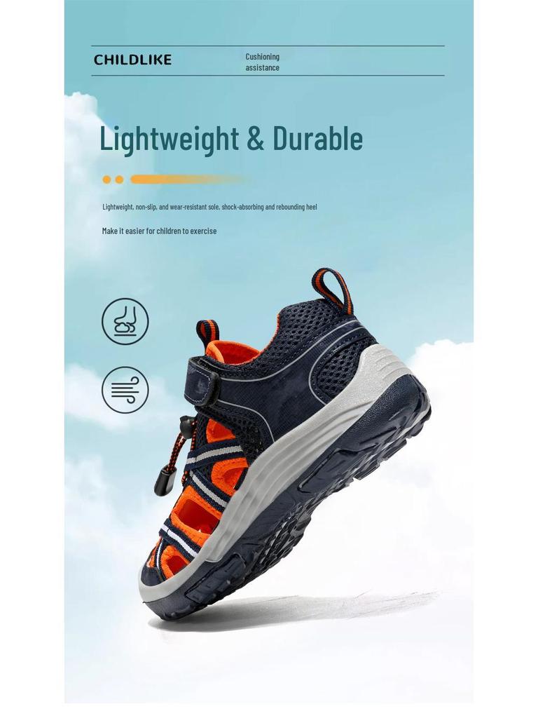 Босоножки Баотоу 2024: Нескользящая мягкая подошва, уличная обувь для мальчиков